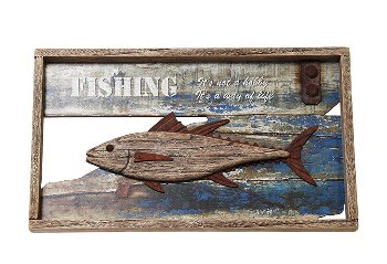 Holz-Bild Fisch Shabby 3D