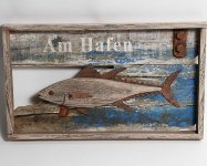 Holz-Bild Fisch Shabby 3D