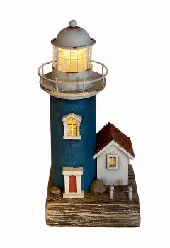 Holz-LED Leuchturm Shabby