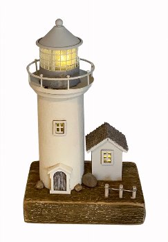 Holz-LED-Leuchturm Shabby